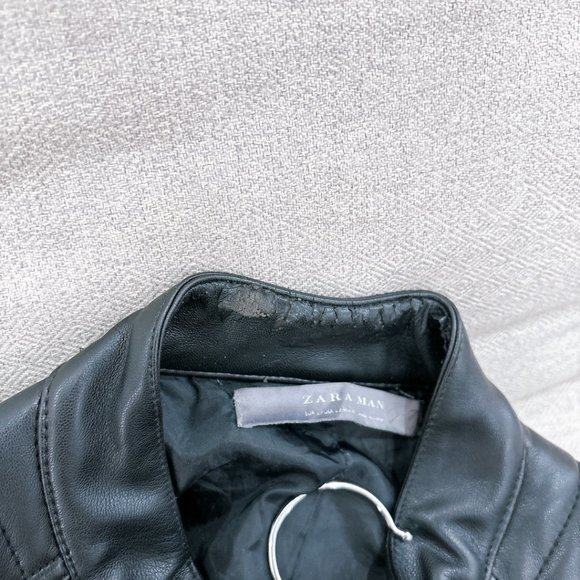 90% NEW ZARA LEATHER JACKET, MENS SIZE M - Picture 5 of 13